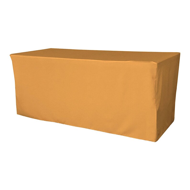 Trade Shows 72 length x 30 wide x 30 tall Events 6/' Feet Fitted Polyester Tablecloth for Weddings GOLD