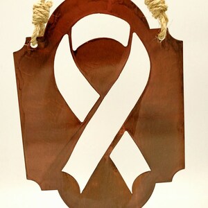 Cancer Ribbon, Cancer Survivor, Cancer Awareness, Cancer, Signs, Love, Hope, Peace, Metal Art, Copper Art.