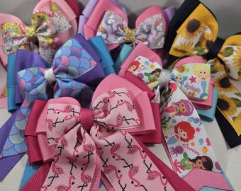Equestrian Hair Bow – Flamingo, Mermaid, Unicorn, Sunflower Prints (Handmade)