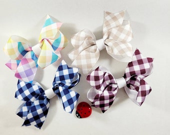Gingham Check Small Bow