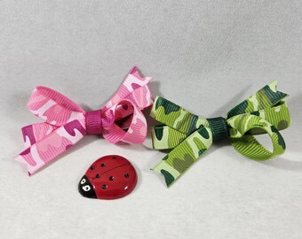 Camo Tiny Hair Bows