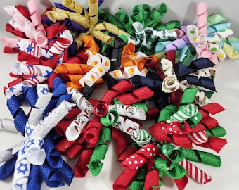 Holiday Curly Hair Bows: Valentine's Day, Mardi Gras, St. Patrick's, Thanksgiving, Hanukkah, Christmas & More