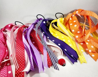 Stripes & Dots Ribbon Streamers Pink, Red, Orchid, Purple, Yellow, Orange