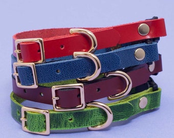 Handmade Leather Cat Collar, Lightweight Breakaway Kitten Collar