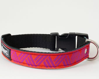 Waterproof Dog Collar: Upcycled Wetsuit, Colorful ZigZag Pattern