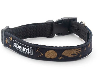 Waterproof Dog Collar: Upcycled Wetsuit, Celestial Design