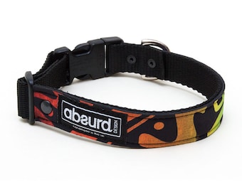 Waterproof Dog Collar | Unique Colourful Patterns | Upcycled Wetsuits | Rainbow | Absurd Design