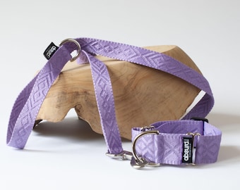 Martingale Dog Collar & Lead | Handmade Lilac Matching Set | Greyhound, Whippet, Lurcher | Training Collar