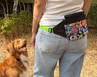 Handmade Dog Training Bag | Treat Pouch with Magnetic Closure + Zipped Pocket | Dog Walking Fanning Pack | Dog Gifts