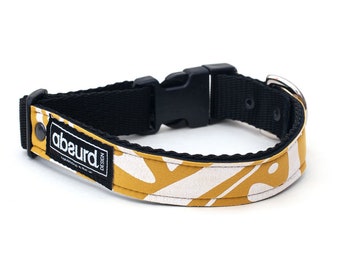 Waterproof Dog Collar | Unique Colourful Patterns | Upcycled Wetsuits | Hadai Gwaii Mustard | Absurd Design