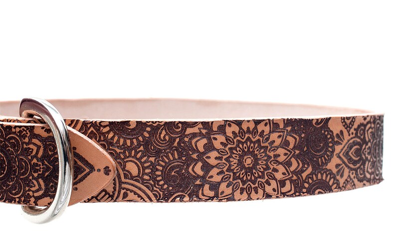 Modern Leather Dog Collar, Henna Design, Handmade Pet Gift, Unique Dog Accessories, Custom Dog Collars, Designer Fashion image 4