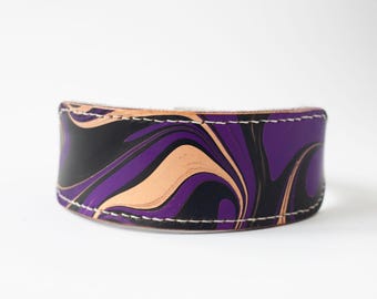 Elegant Leather Purple Hound Collar | Handcrafted for Greyhound, Whippet & Italian Greyhound | Stylish Gift for Dog - Gothic|