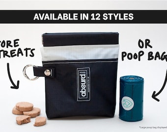 Waterproof Dog Treat Pouch: Upcycled Eco Fabric, Poop Bag Holder