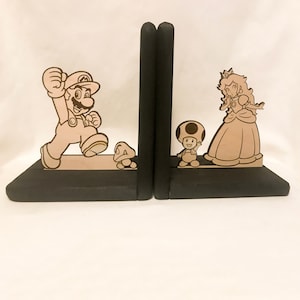 Buchstützen/Mario/Princess Peach/Kinder Buchstützen/Mario/Princess Peach/Geschenk für Bücherliebende/Kinderzimmer Deko/Buchstütze/Kinderzimmer