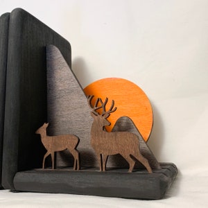 Woodland Bookends/Forest/Nature Scene/Book Lover Gift/Nursery/Deer/children bookends/kids bookends/3d book ends/book shelf/woodland scene image 4