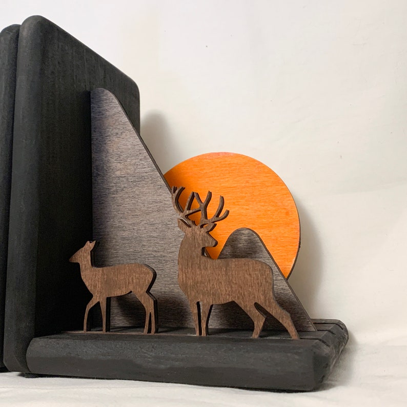 Woodland Bookends/Forest/Nature Scene/Book Lover Gift/Nursery/Deer/children bookends/kids bookends/3d book ends/book shelf/woodland scene image 4