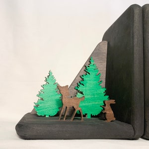 Woodland Bookends/Forest/Nature Scene/Book Lover Gift/Nursery/Deer/children bookends/kids bookends/3d book ends/book shelf/woodland scene image 2