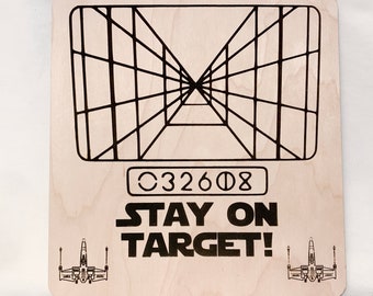 Arredamento bagno/Cartello bagno divertente/Stay on Target/Star Wars/Cartello per bagno/arte del bagno/cartello WC/cartello divertente/arredamento videogioco