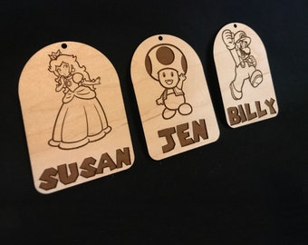 Super Mario/Super Mario Bros/Princess/Peach/Back to School/School Supplies/Personalized/backpack tag/custom wood tag/school bag tag/gift