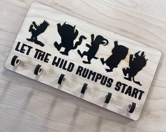 Key Holder/Where the Wild Things Are/key hanger/let the wild rumpus start/handmade gift/for book lover/gift for him/her/dad/geek