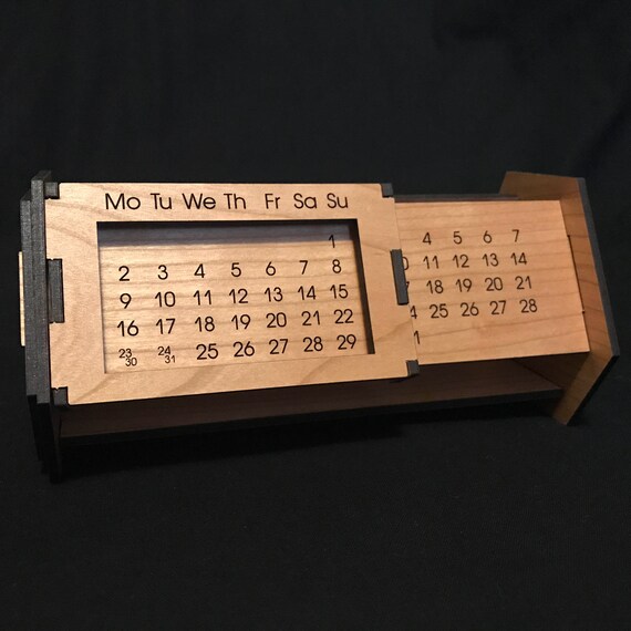 Perpetual Calendar Wooden Desk Forever Never Ending Personalized