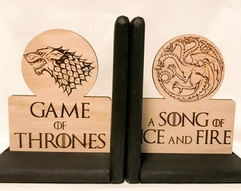 Game of Thrones Bookends/Mother of Dragons bookends/book ends/Westeros/modern/House of Stark/gift for book lover/book shelf/Targaryen