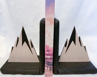 Mountain Bookends/High Peak/Inspirational/Travel bookends/mountain decor/graduation/modern/Adventure bookends/book lover gift/for him/her/da