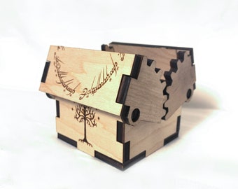 Ring Box/fellowship/Lord of the rings/Ring Bearer Box/handgemaakt/trouwring box/verlovingsring box/Houten Box/Fantasy Ringen/geek cadeau/