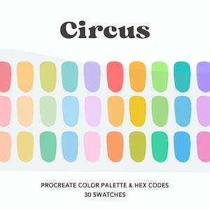 Cozy Circus Color Palette | Procreate Color Palette | Digital Planner Color Swatches | iPad Tablet | Hex Codes | Instant Download