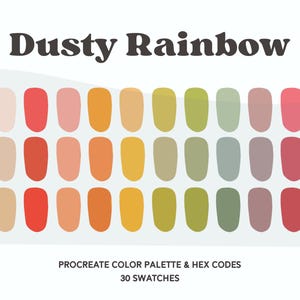Muted Rainbow Color Palette | Procreate Color Palette | Digital Planner Color Swatches | iPad Tablet | Hex Codes | Instant Download