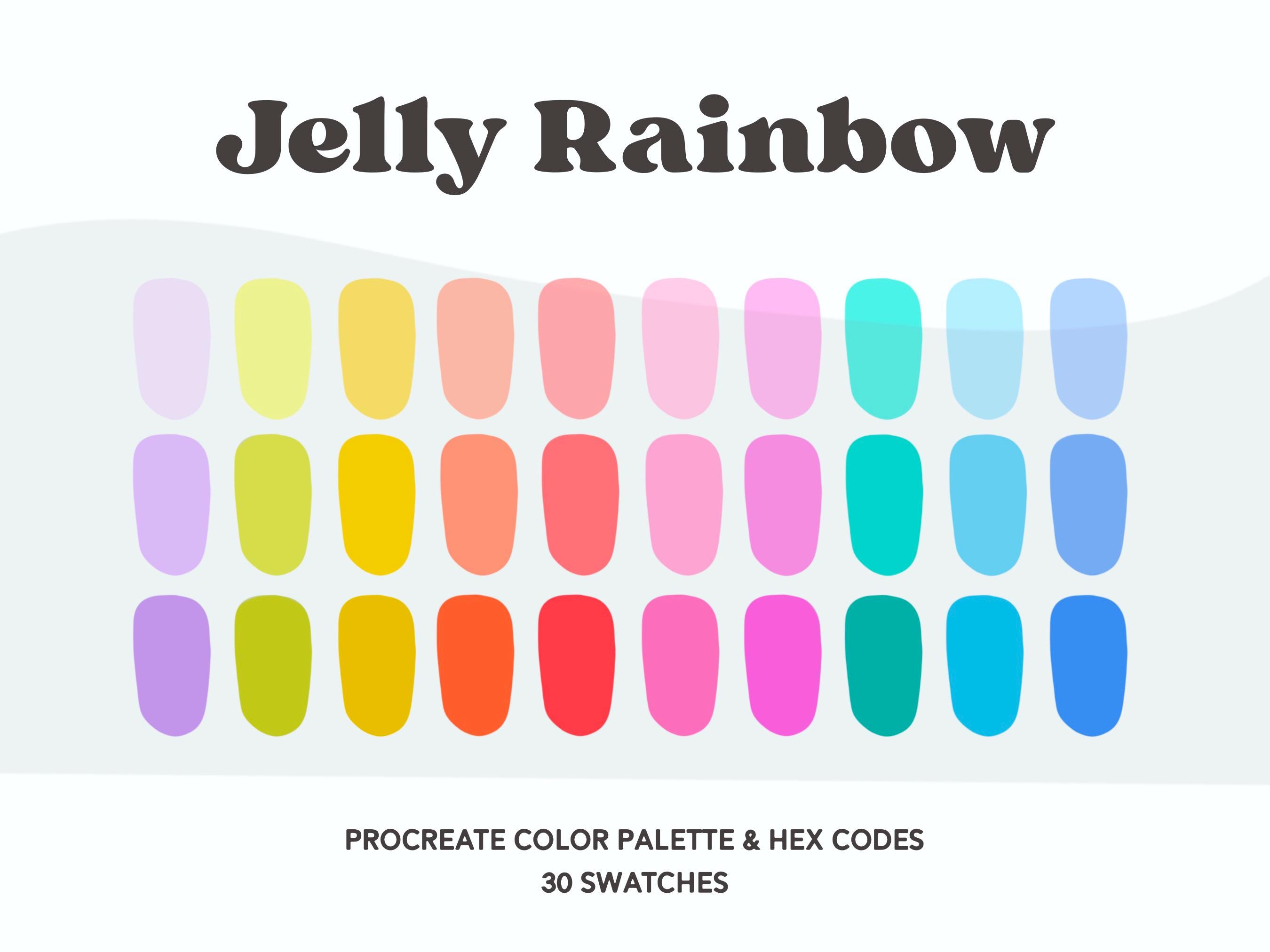 Paleta de colores Procreate Arcoíris brillante con 30 códigos HEX | Muestras para planificador digital | Descarga instantánea