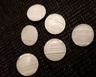 set of 6 vintage white luminous 18 mm buttons
