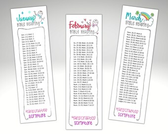 Digital Download, Bible Reading Bookmarks, Printable Bible Reading Plan, Set of 12 Printable Bookmarks