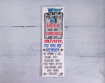 Scripture Bookmark, The Lord Is My Rock and My Salvation, Bible Verse Bookmark, Personalized Gift