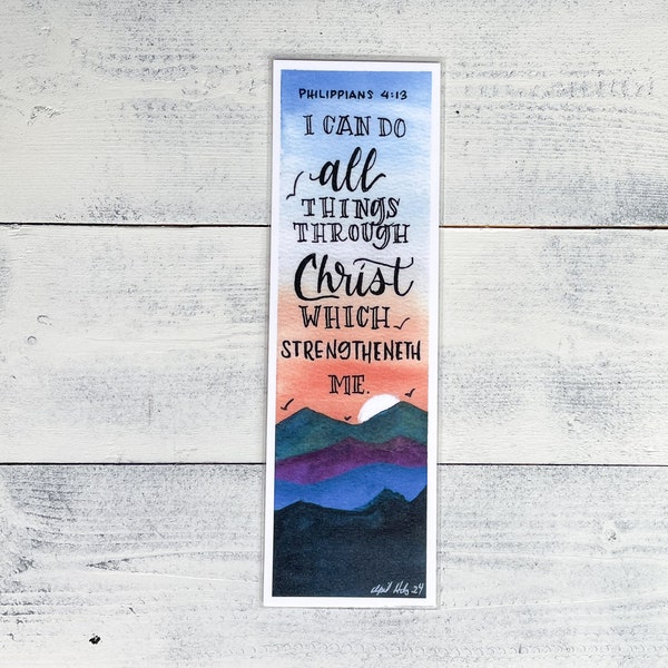 Scripture Bookmark, I Can Do All Things through Christ which Strengtheneth Me, Personalized Gift