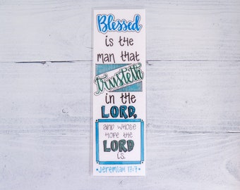 Scripture Bookmark, Blessed is the Man, Father's Day Gift, Gift for Him, Personalized Gift