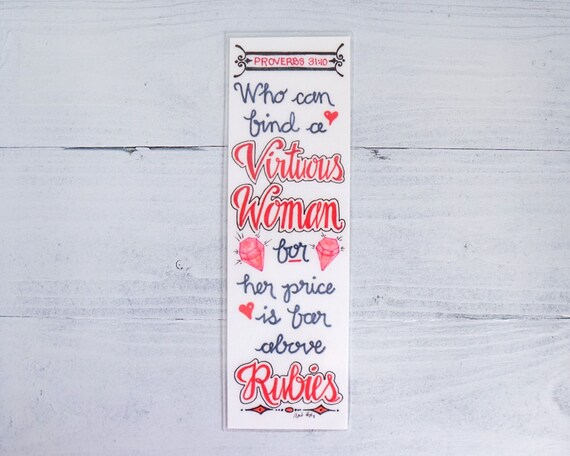 Scripture Bookmark Who Can Find a Virtuous Woman Bible | Etsy