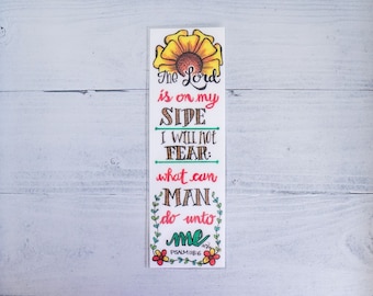 Scripture Bookmark, The Lord Is On My Side, Inspirational Gift, Bible Verse Bookmark, Personalized Gift
