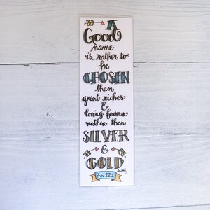 Scripture Bookmark, A Good Name is Rather to be Chosen than Great Riches, Father's Day Gift, Personalized Gift