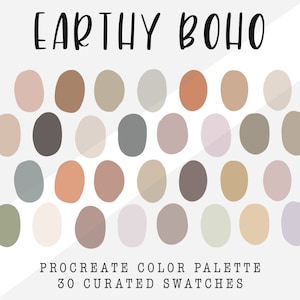 Earthy Boho | Procreate Color Palette | 30 Color Swatches | Ipad Procreate Tools | Instant Digital Download