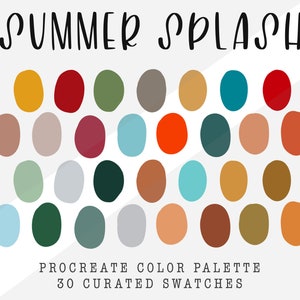 Summer Splash | Procreate Color Palette | 30 Color Swatches | Ipad Procreate Tools | Instant Digital Download