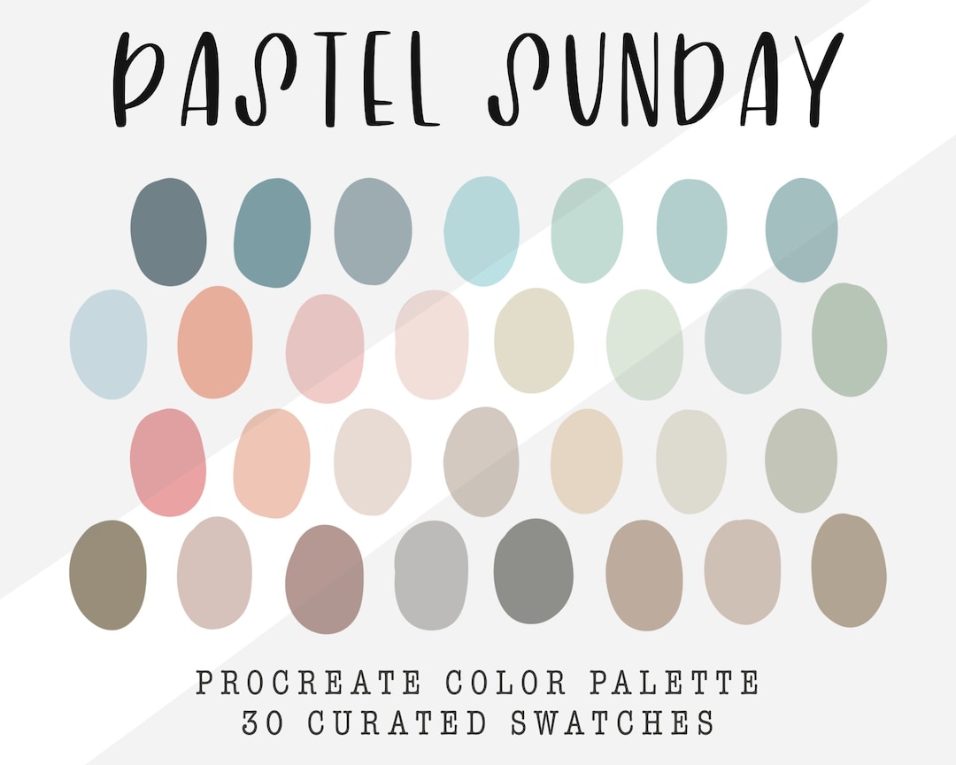 Pastel Sunday Procreate Color Palette 30 Color Swatches - Etsy