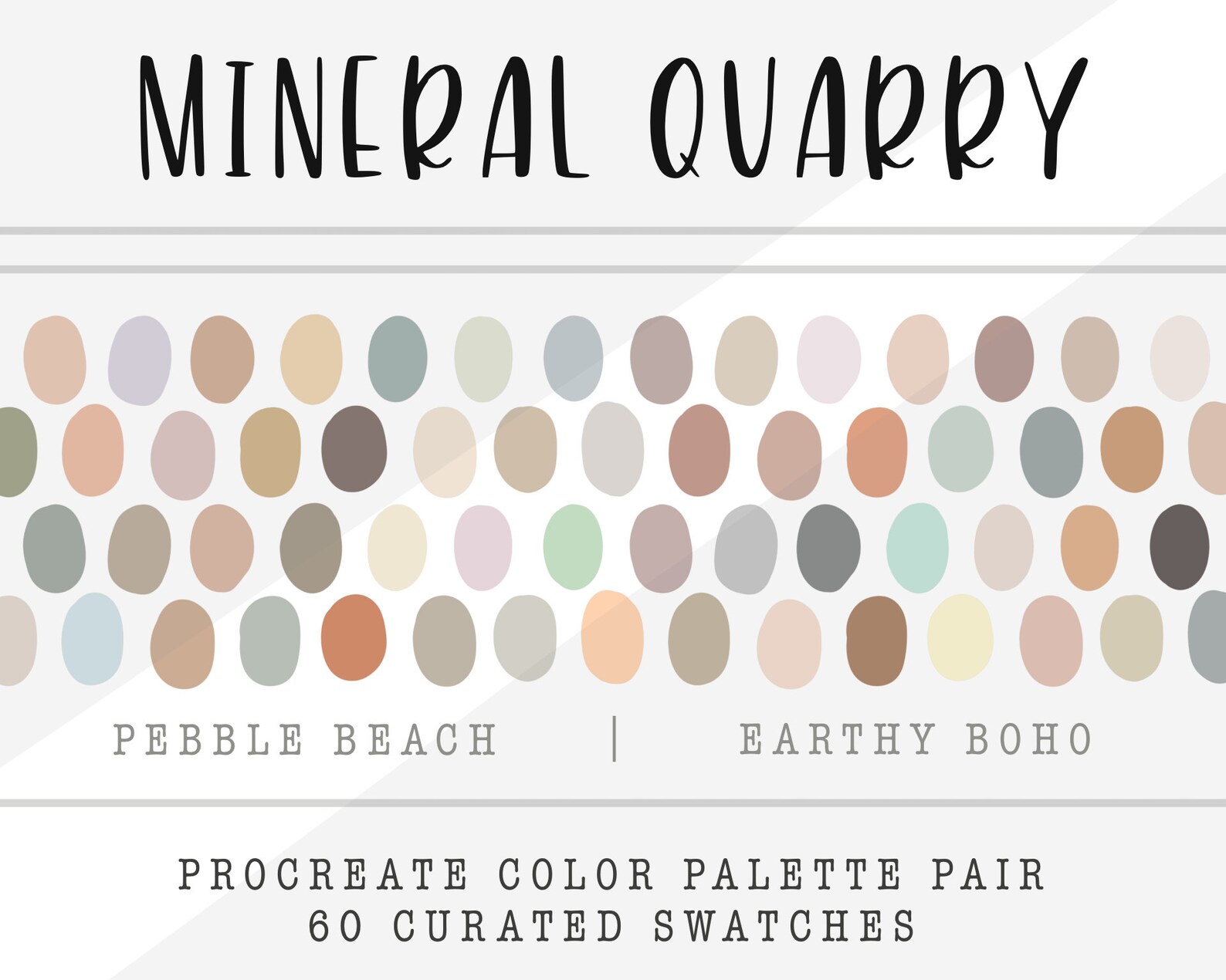 Mineral Quarry Procreate Color Palette Pair 60 Color Swatches iPad