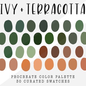 Ivy + Terracotta | Procreate Color Palette | 30 Color Swatches | Ipad Procreate Tools | Instant Digital Download