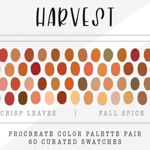 Harvest | Procreate Color Palette Pair | 60 Color Swatches | Ipad Procreate Tools | Color Palette Bundle | Instant Digital Download