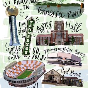 University of Tennessee Knoxville Map Print | Vols Map | UT print | Tennessee Graduation gifts