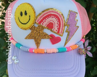 Crystal Saint Lavender Heart Wings Patch Embellished Trucker Hat Purple Pink Red Heart trucker hat pink - Gem main image 4