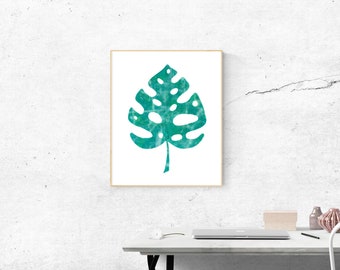 Instant Digital Download File - Green Leaf Quote Painting - Islamic Arabic Artwork - Wall Home Decor Print