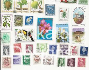 164 Sellos postales varios, descarga instantánea imprimible, efímera digital, collage, adornos de diario basura, sellos postales vintage