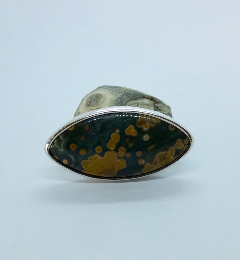 One of a kind Ocean Jasper brooch in sterling silver